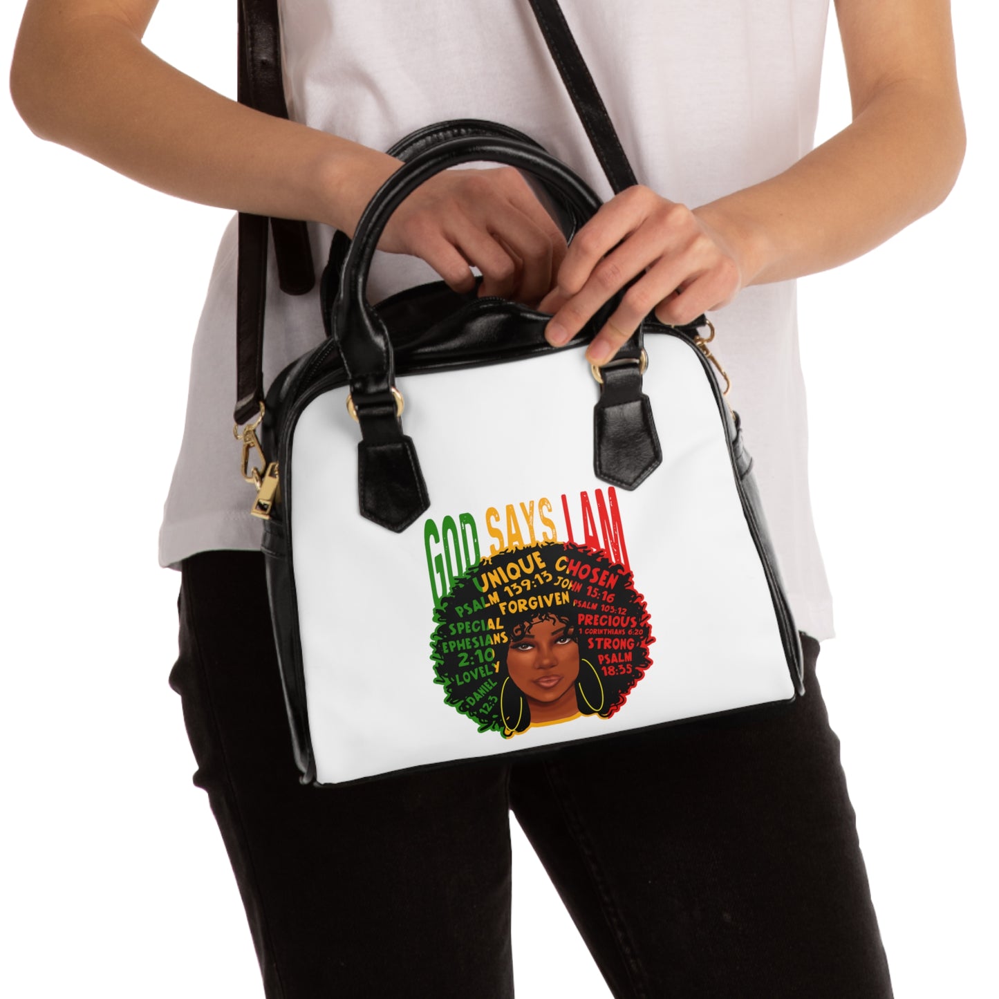 God says I am Shoulder Handbag