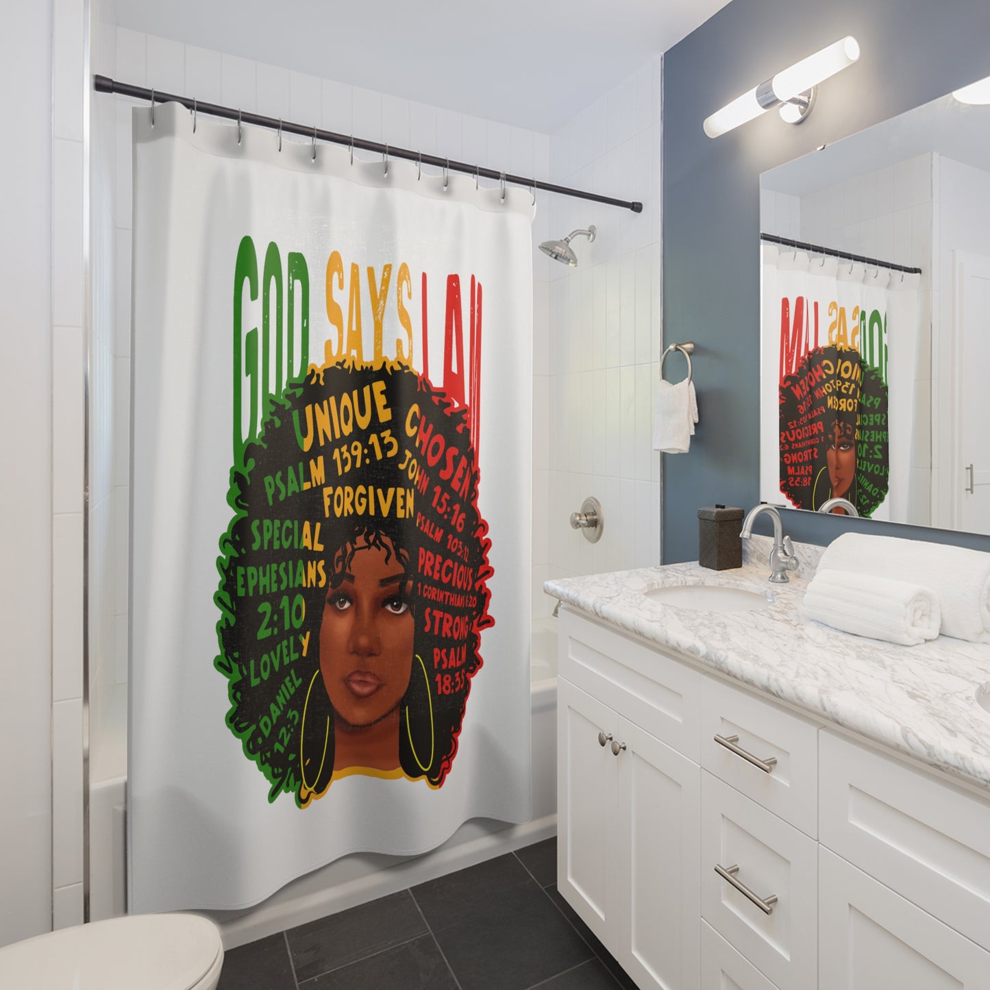 God says I am Shower Curtains