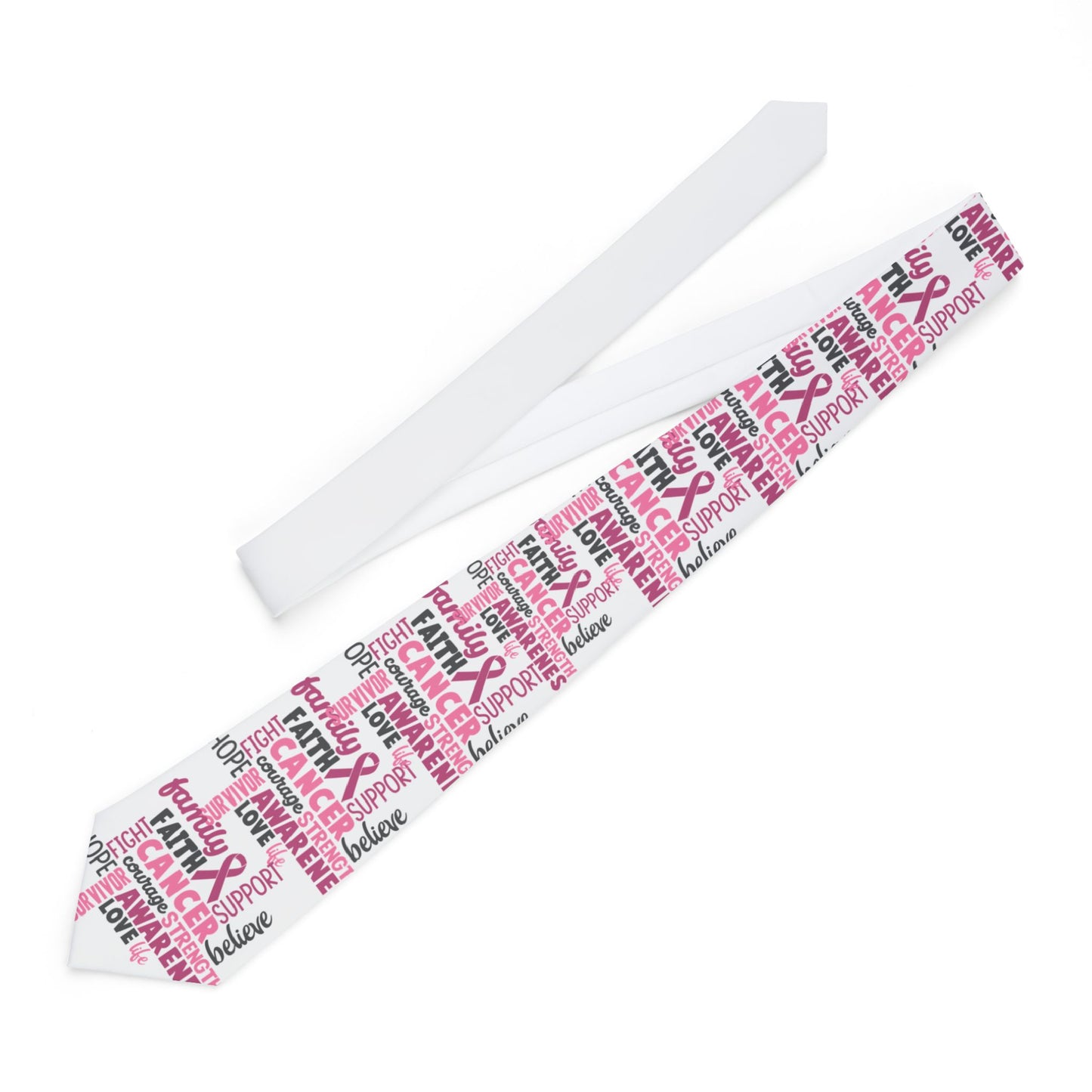 Inspirational Necktie for Cancer Awareness, Motivational Tie, Gift for Supporters, Breast Cancer Awareness, Faith Love Hope Tie