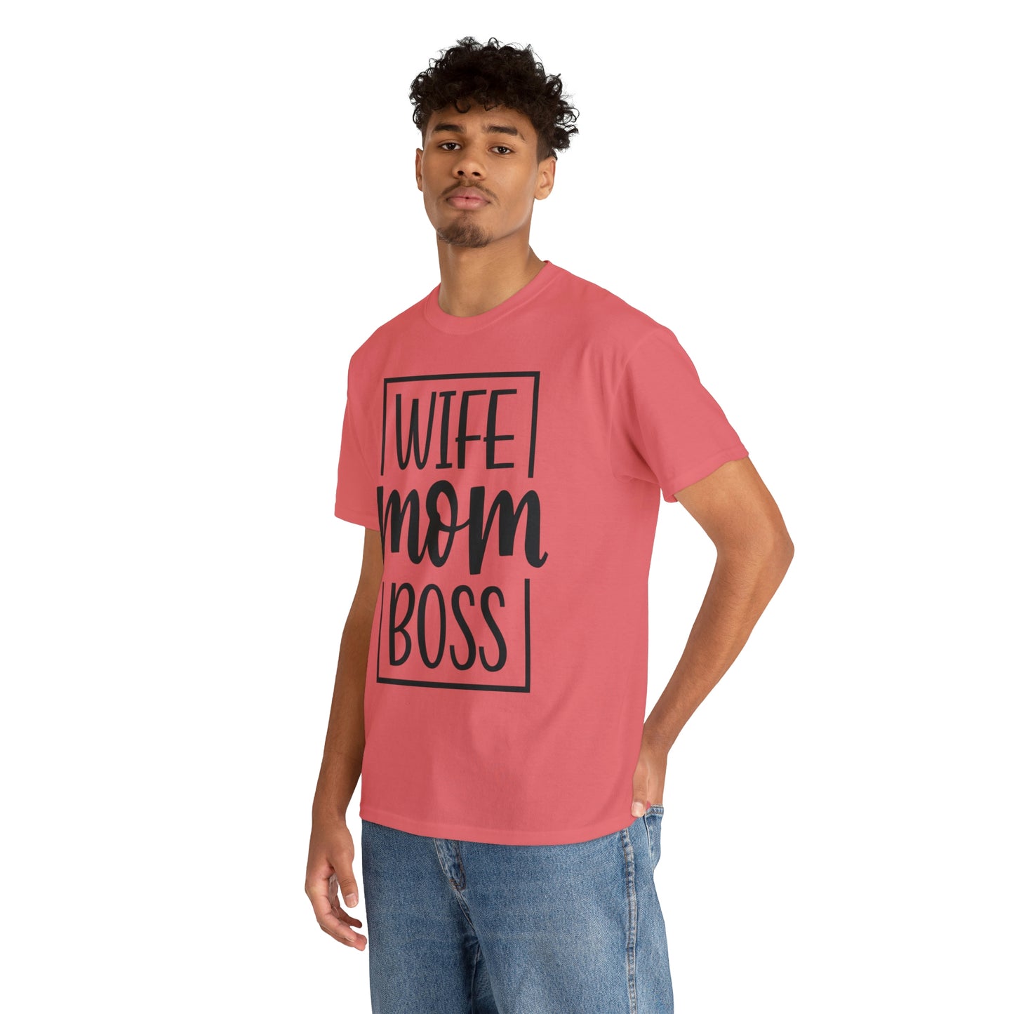 Mom, Wife, Boss Unisex Heavy Cotton Tee