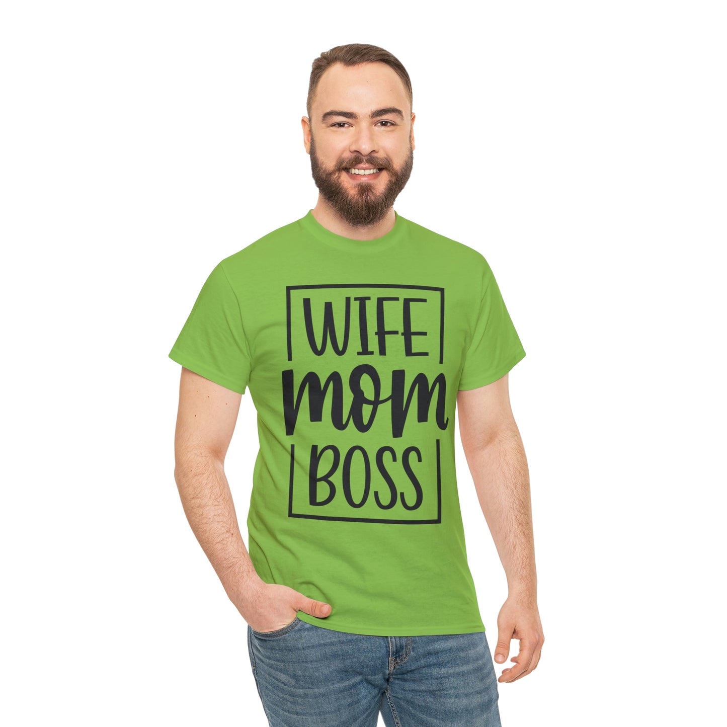 Mom, Wife, Boss Unisex Heavy Cotton Tee