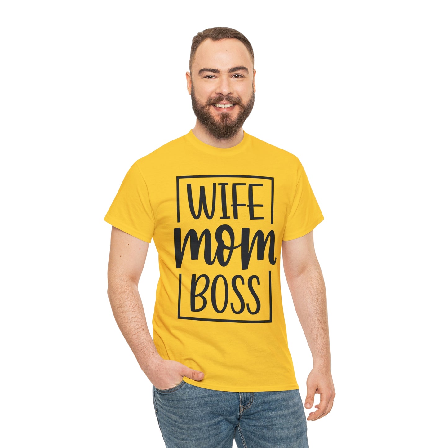 Mom, Wife, Boss Unisex Heavy Cotton Tee