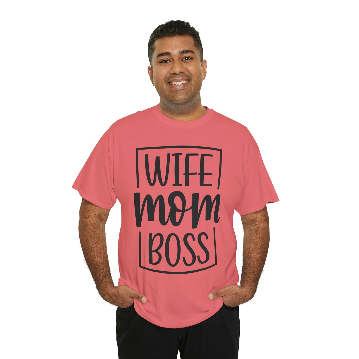 Mom, Wife, Boss Unisex Heavy Cotton Tee