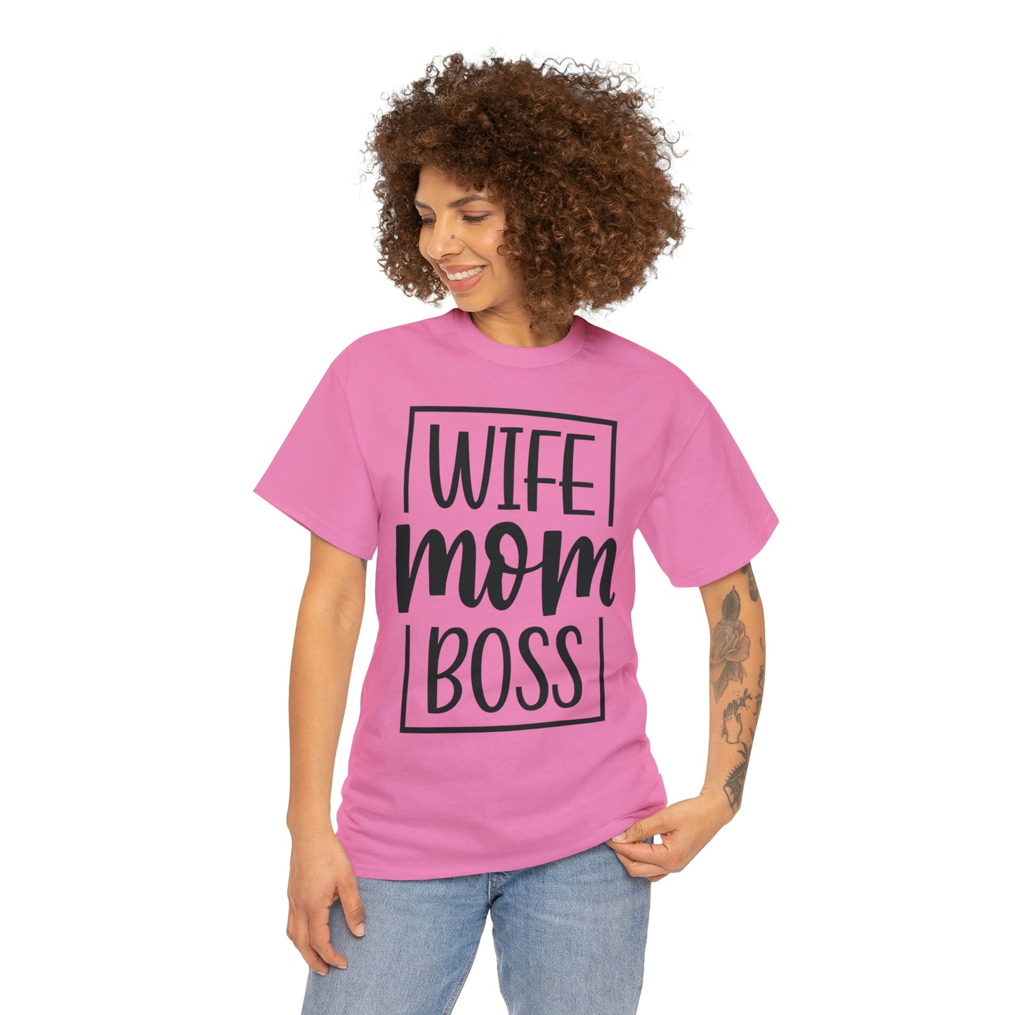 Mom, Wife, Boss Unisex Heavy Cotton Tee