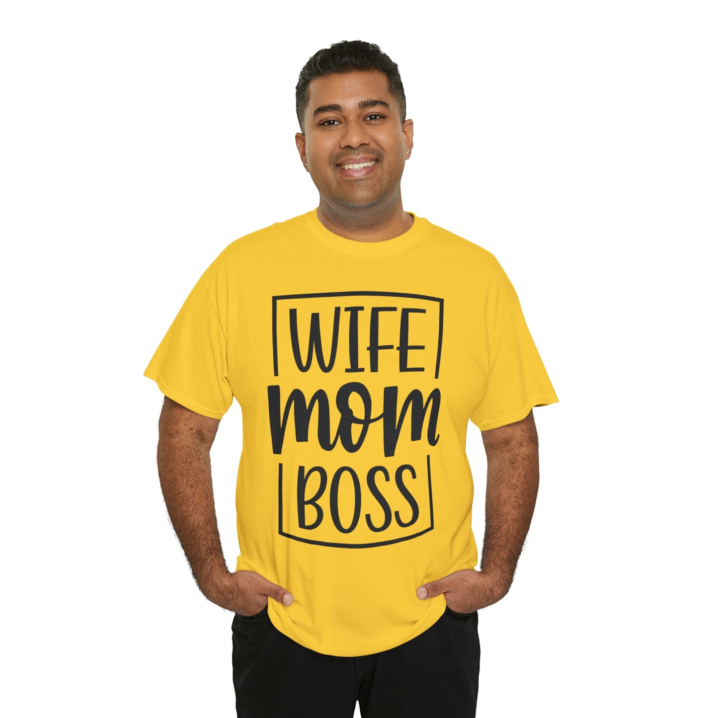 Mom, Wife, Boss Unisex Heavy Cotton Tee