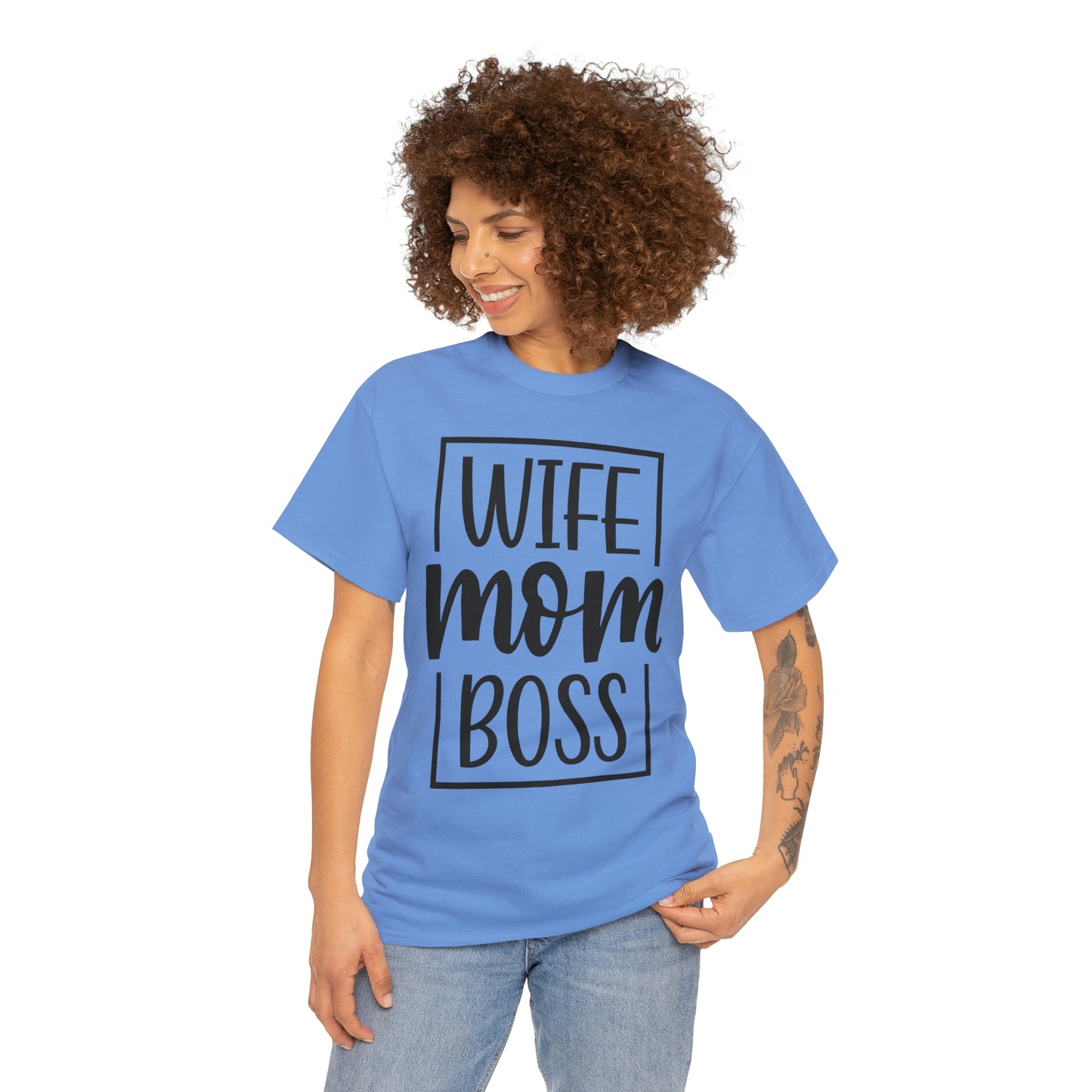 Mom, Wife, Boss Unisex Heavy Cotton Tee