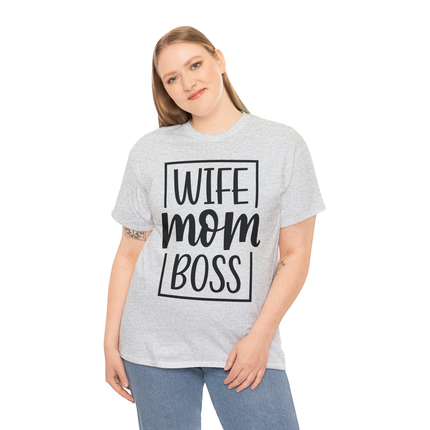 Mom, Wife, Boss Unisex Heavy Cotton Tee