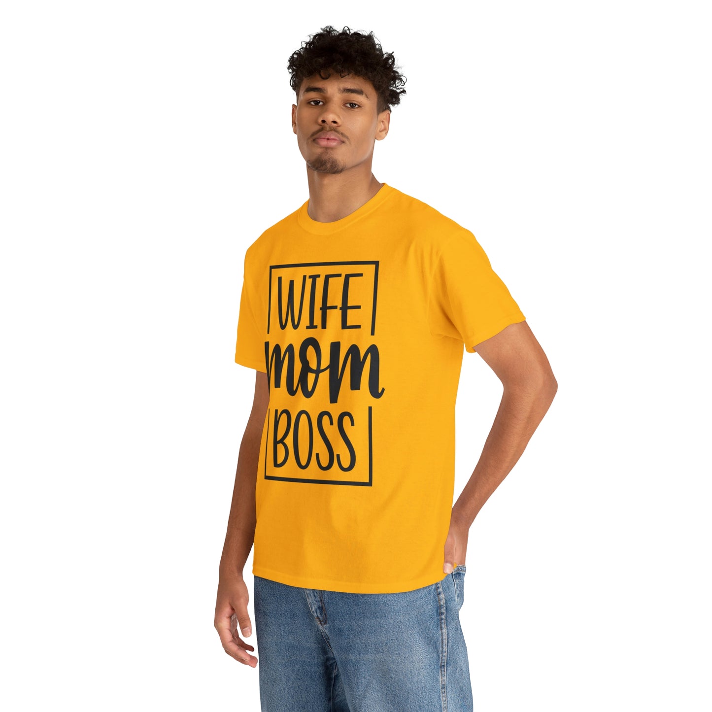 Mom, Wife, Boss Unisex Heavy Cotton Tee