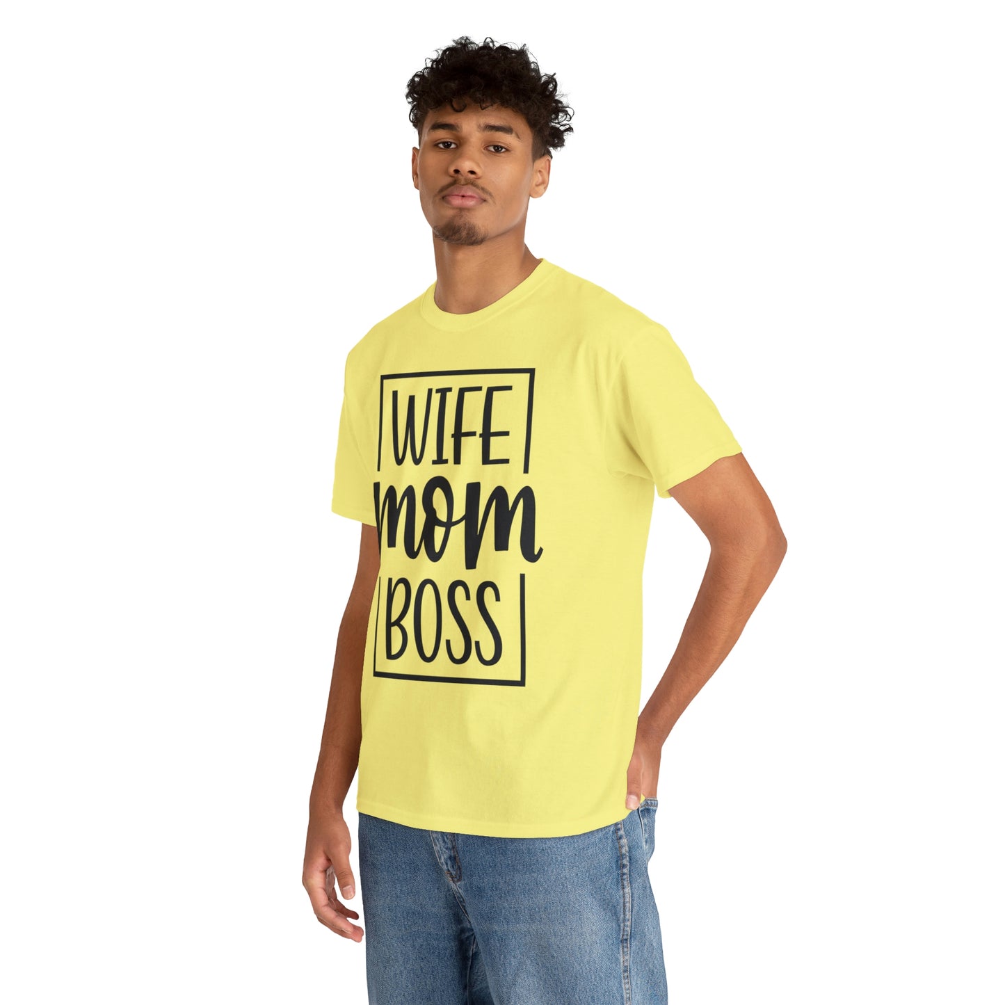 Mom, Wife, Boss Unisex Heavy Cotton Tee