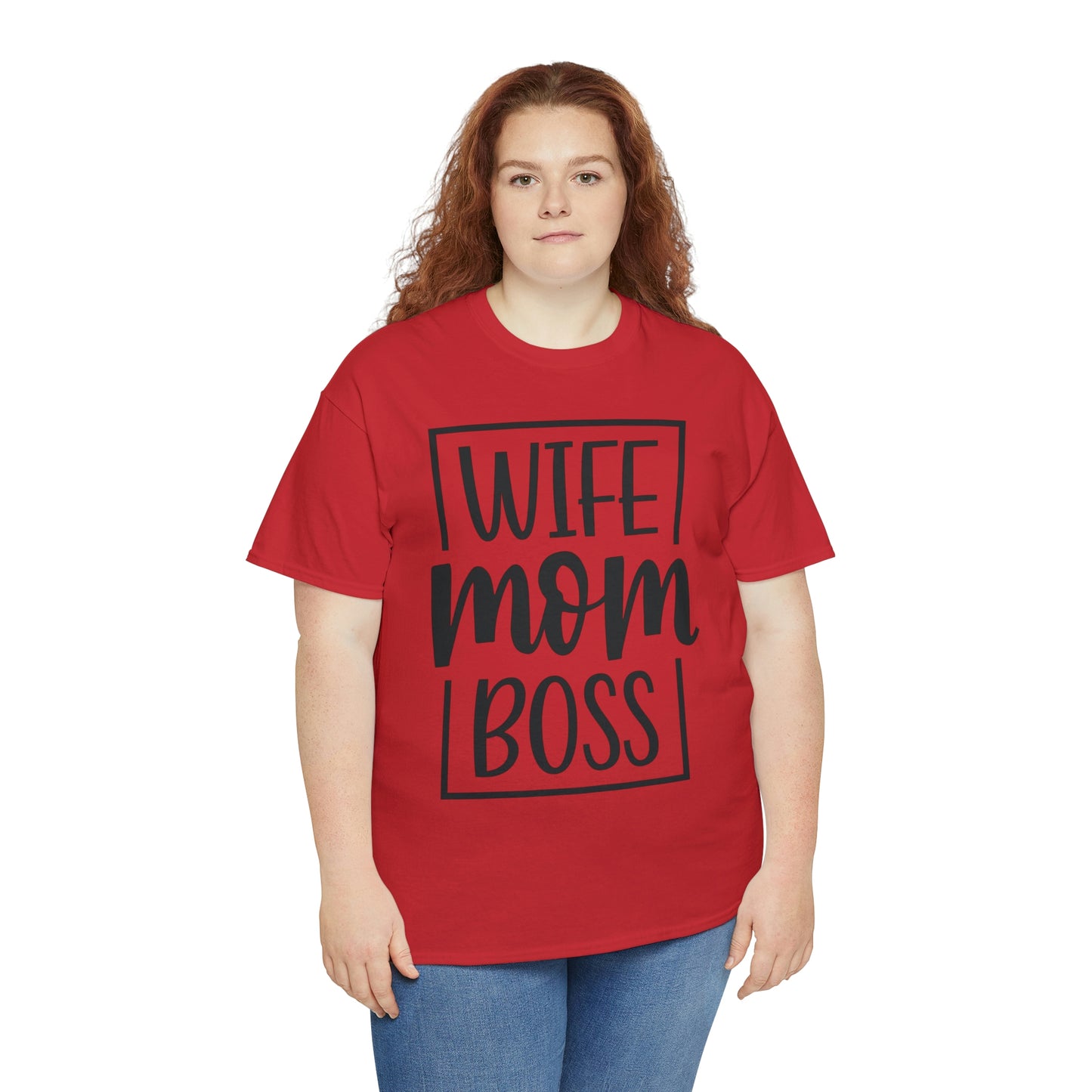 Mom, Wife, Boss Unisex Heavy Cotton Tee