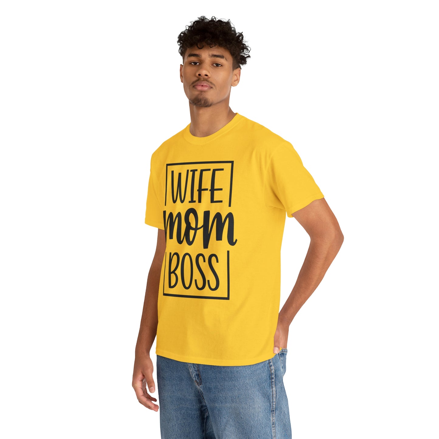 Mom, Wife, Boss Unisex Heavy Cotton Tee