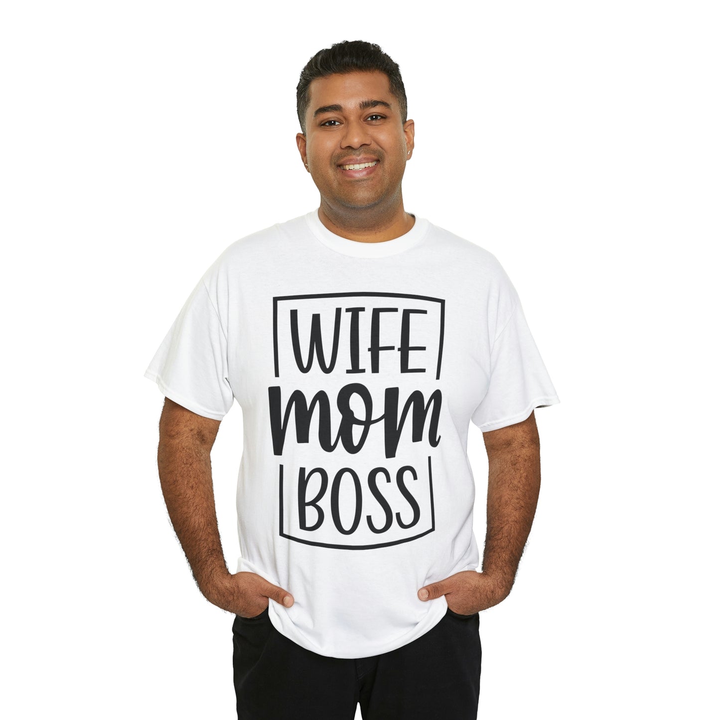 Mom, Wife, Boss Unisex Heavy Cotton Tee