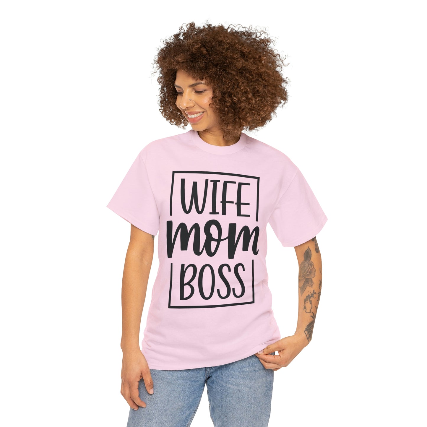 Mom, Wife, Boss Unisex Heavy Cotton Tee