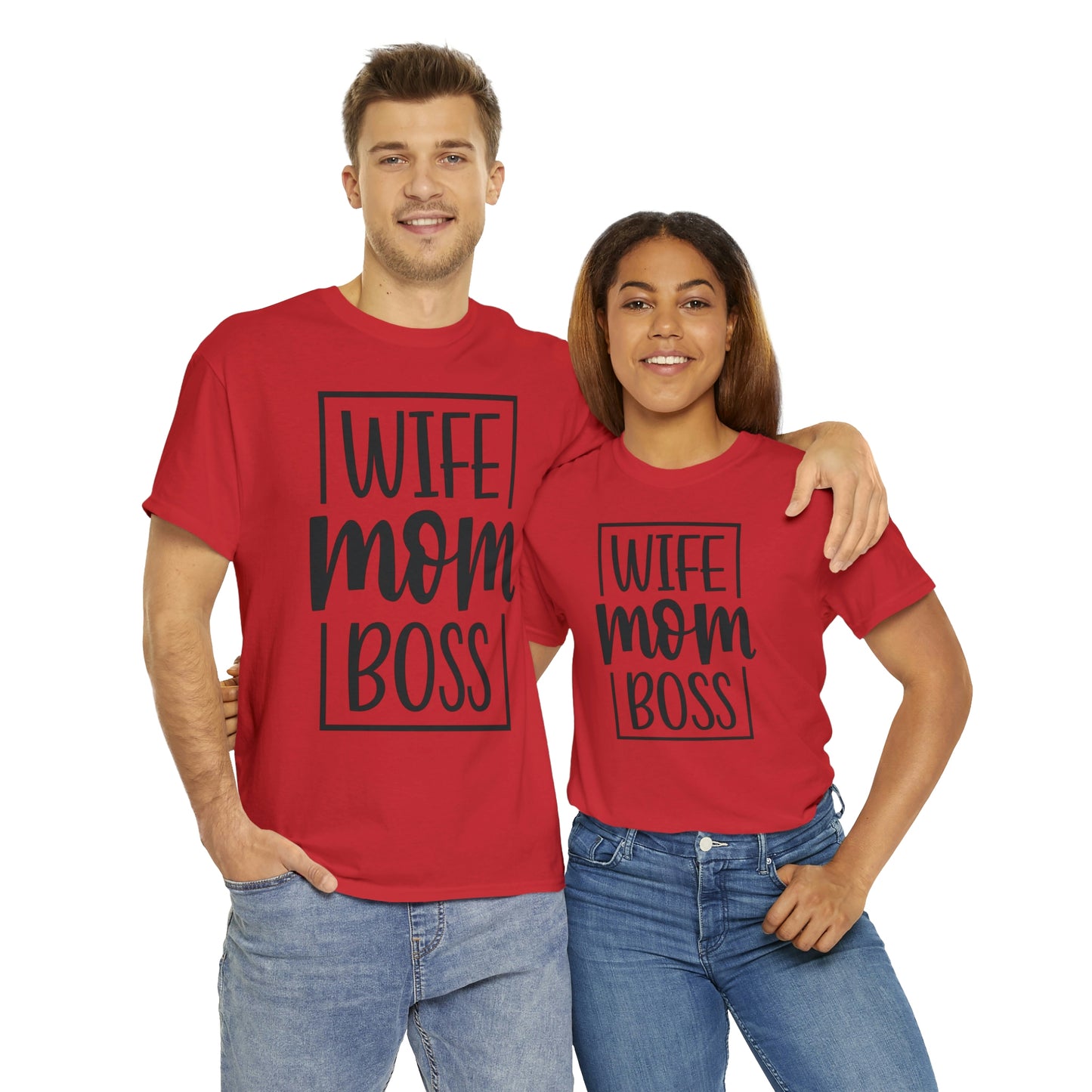 Mom, Wife, Boss Unisex Heavy Cotton Tee