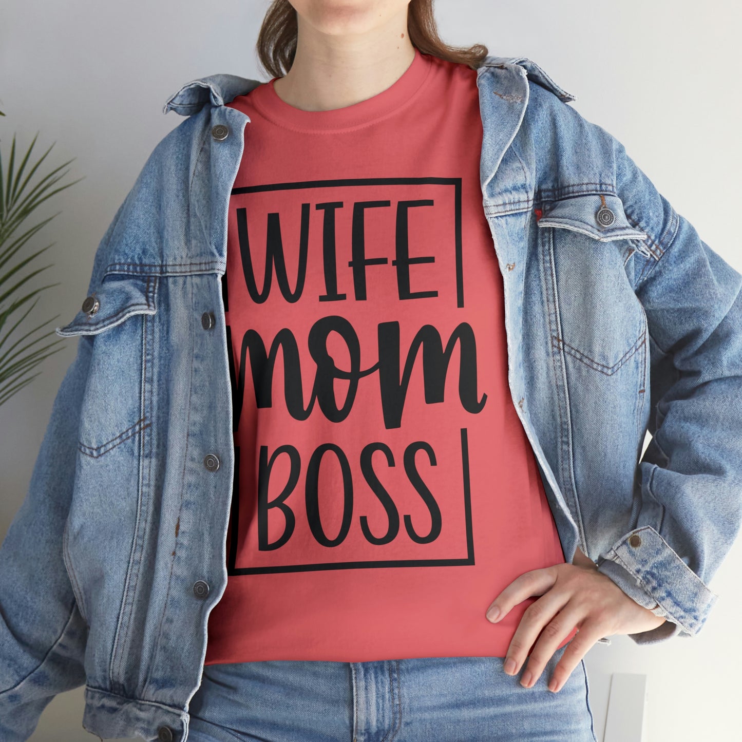 Mom, Wife, Boss Unisex Heavy Cotton Tee