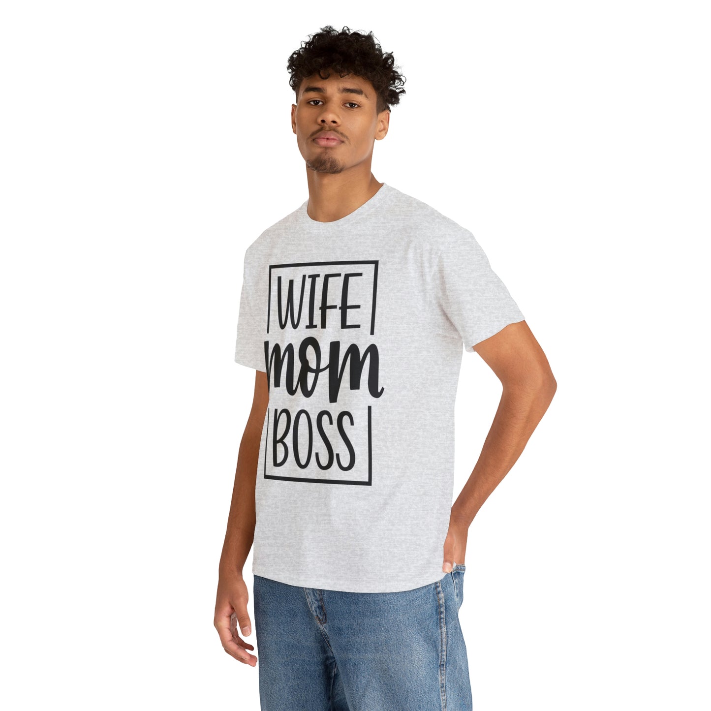 Mom, Wife, Boss Unisex Heavy Cotton Tee