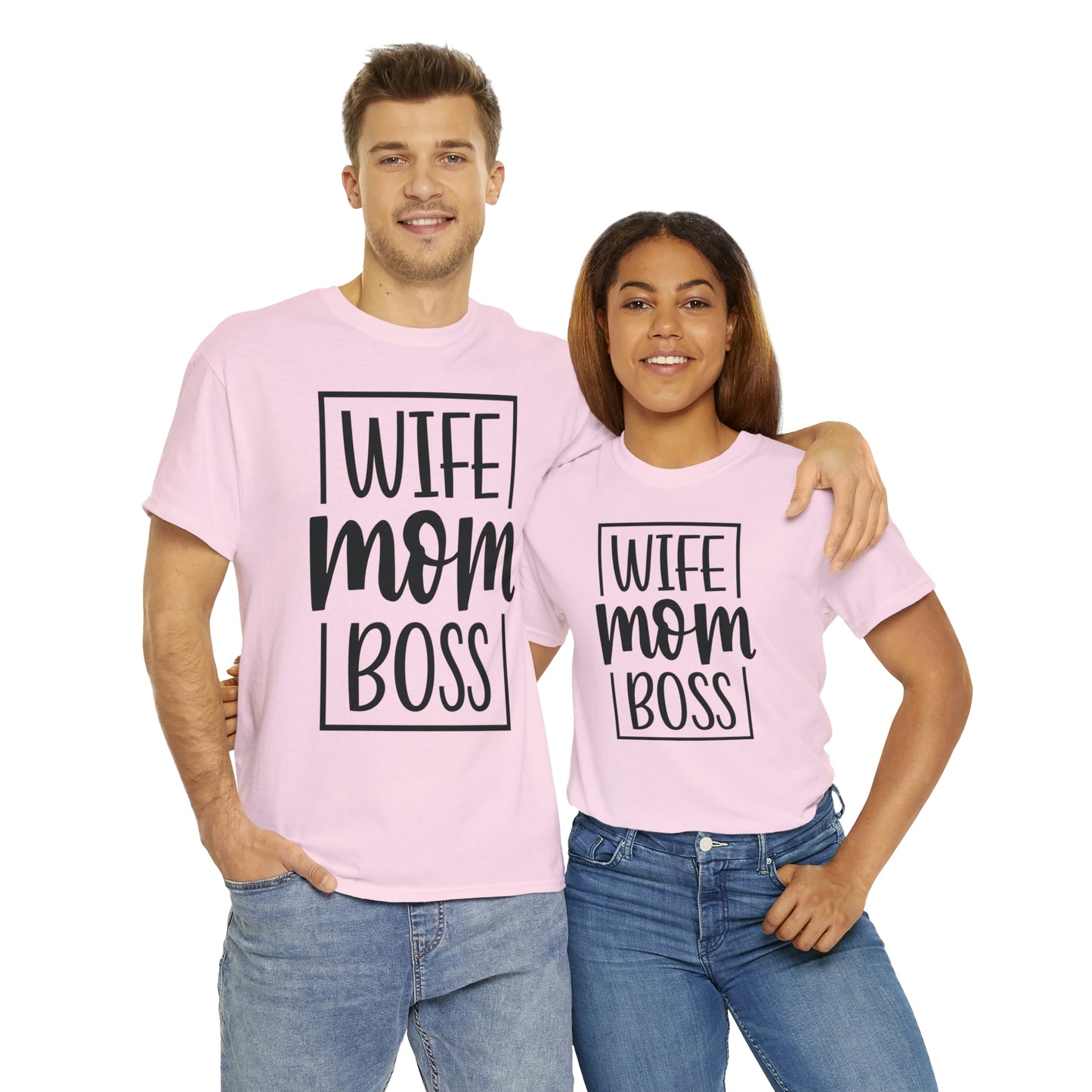 Mom, Wife, Boss Unisex Heavy Cotton Tee
