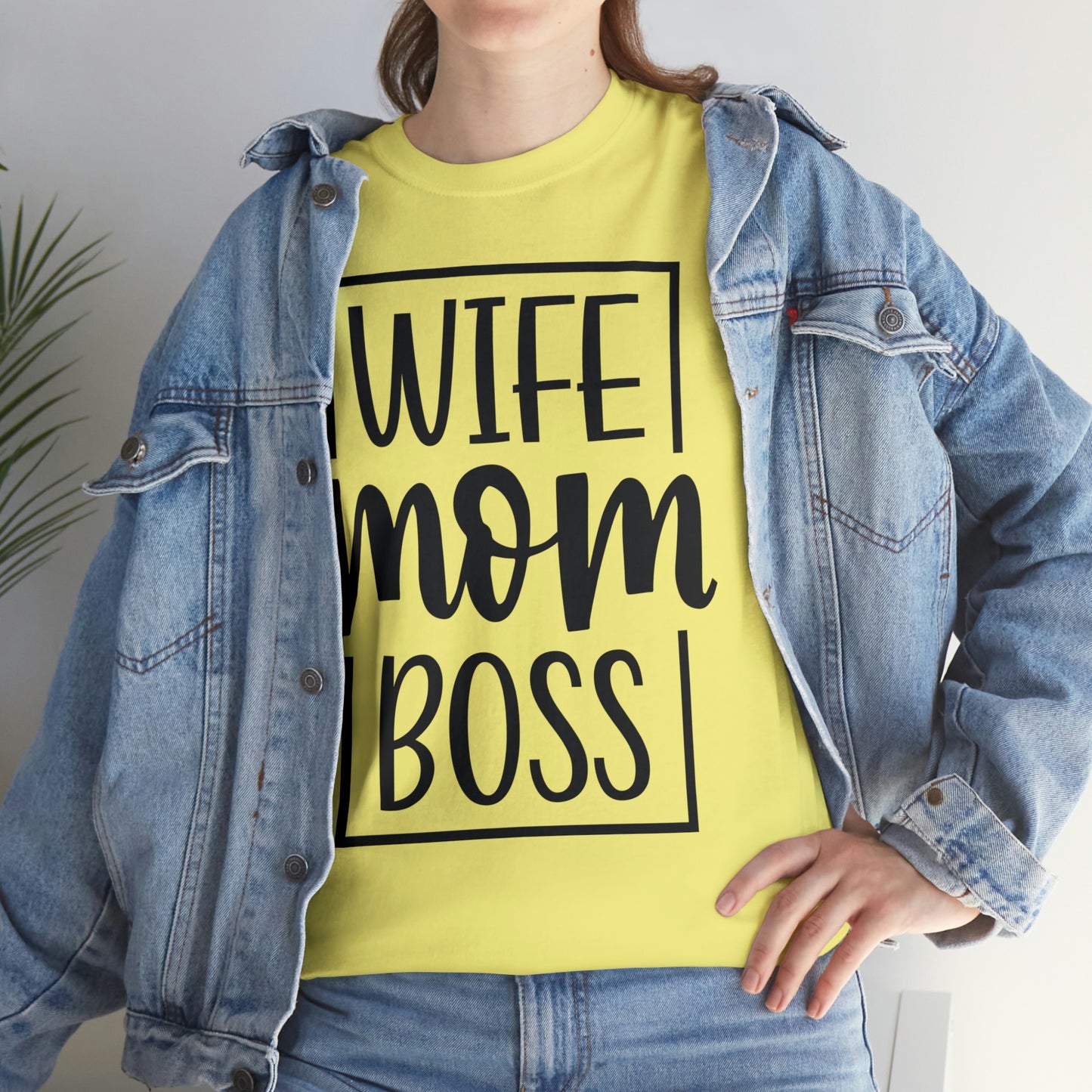 Mom, Wife, Boss Unisex Heavy Cotton Tee