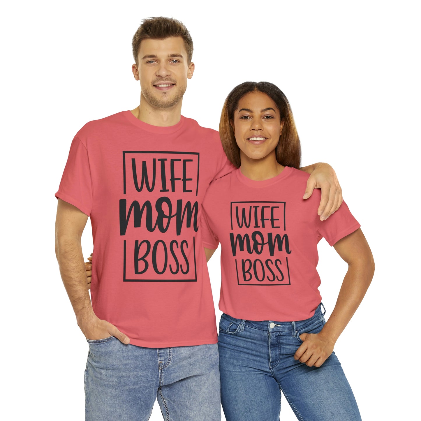 Mom, Wife, Boss Unisex Heavy Cotton Tee