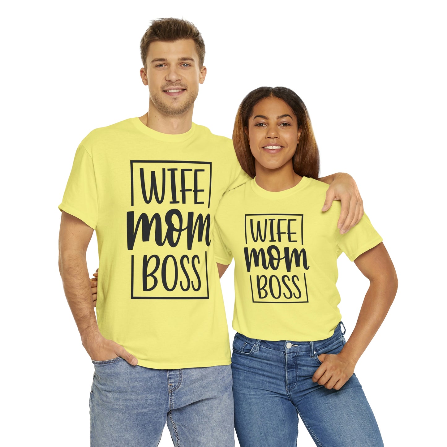 Mom, Wife, Boss Unisex Heavy Cotton Tee