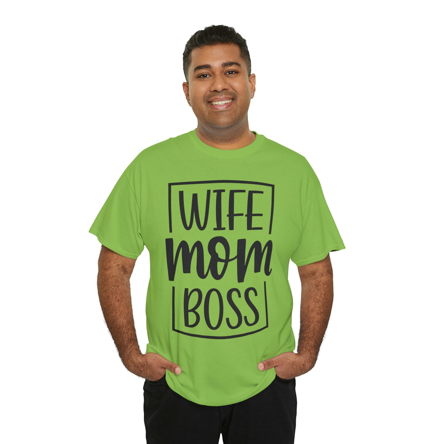 Mom, Wife, Boss Unisex Heavy Cotton Tee