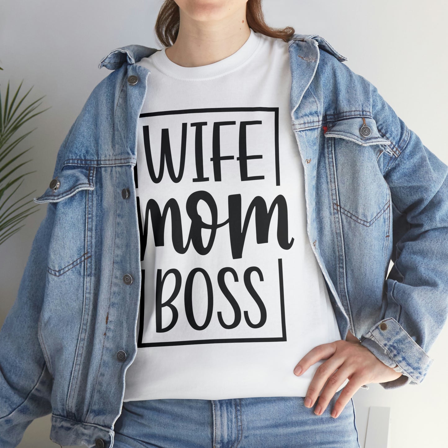 Mom, Wife, Boss Unisex Heavy Cotton Tee