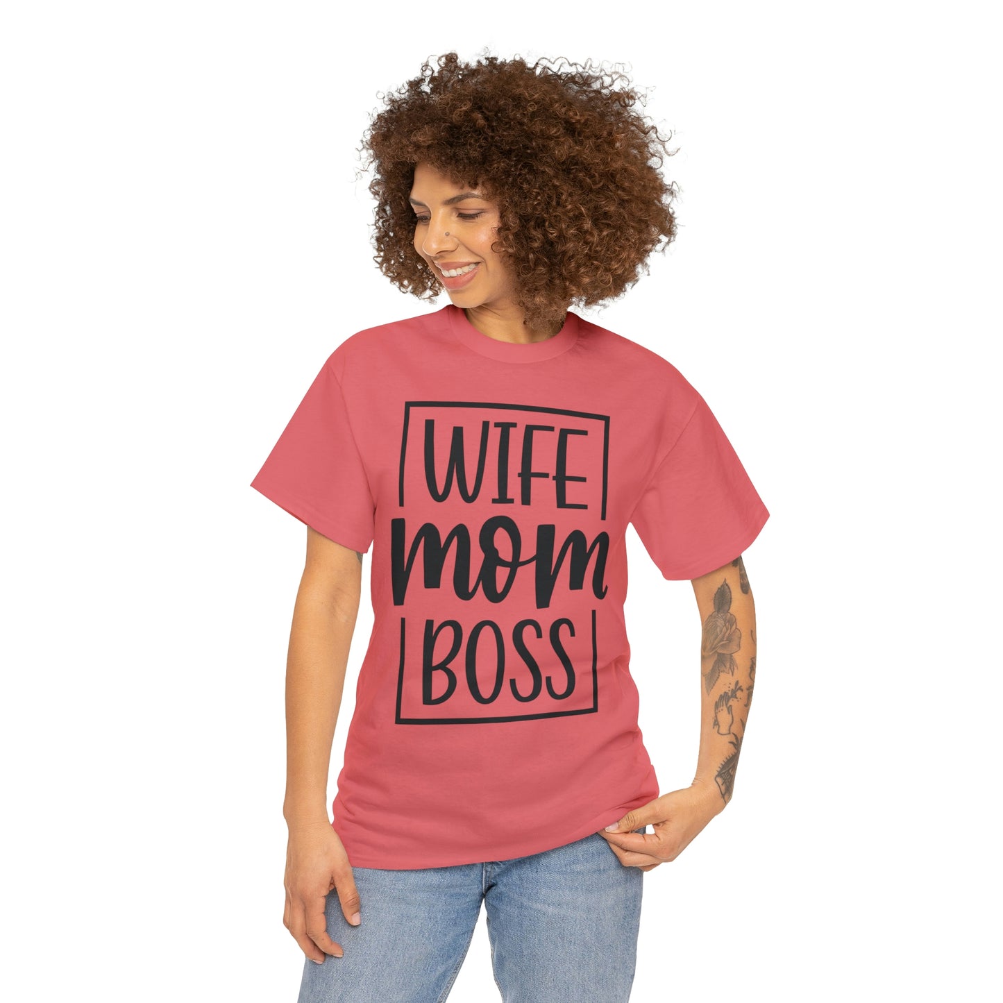 Mom, Wife, Boss Unisex Heavy Cotton Tee