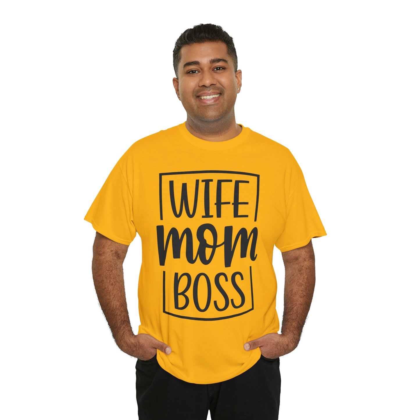 Mom, Wife, Boss Unisex Heavy Cotton Tee