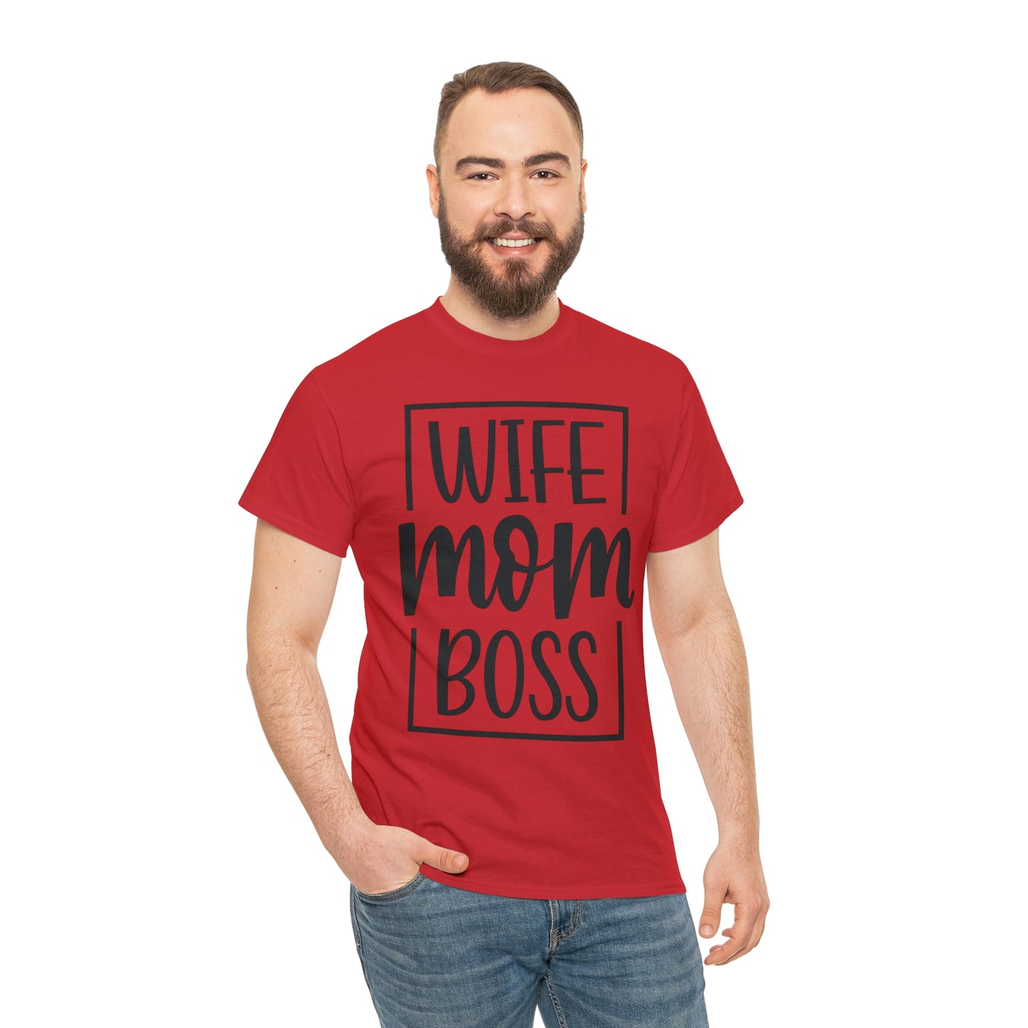 Mom, Wife, Boss Unisex Heavy Cotton Tee
