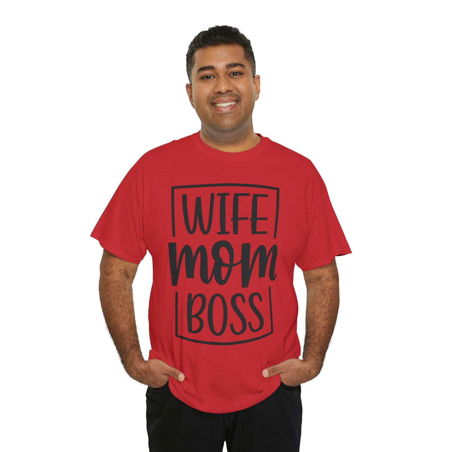 Mom, Wife, Boss Unisex Heavy Cotton Tee
