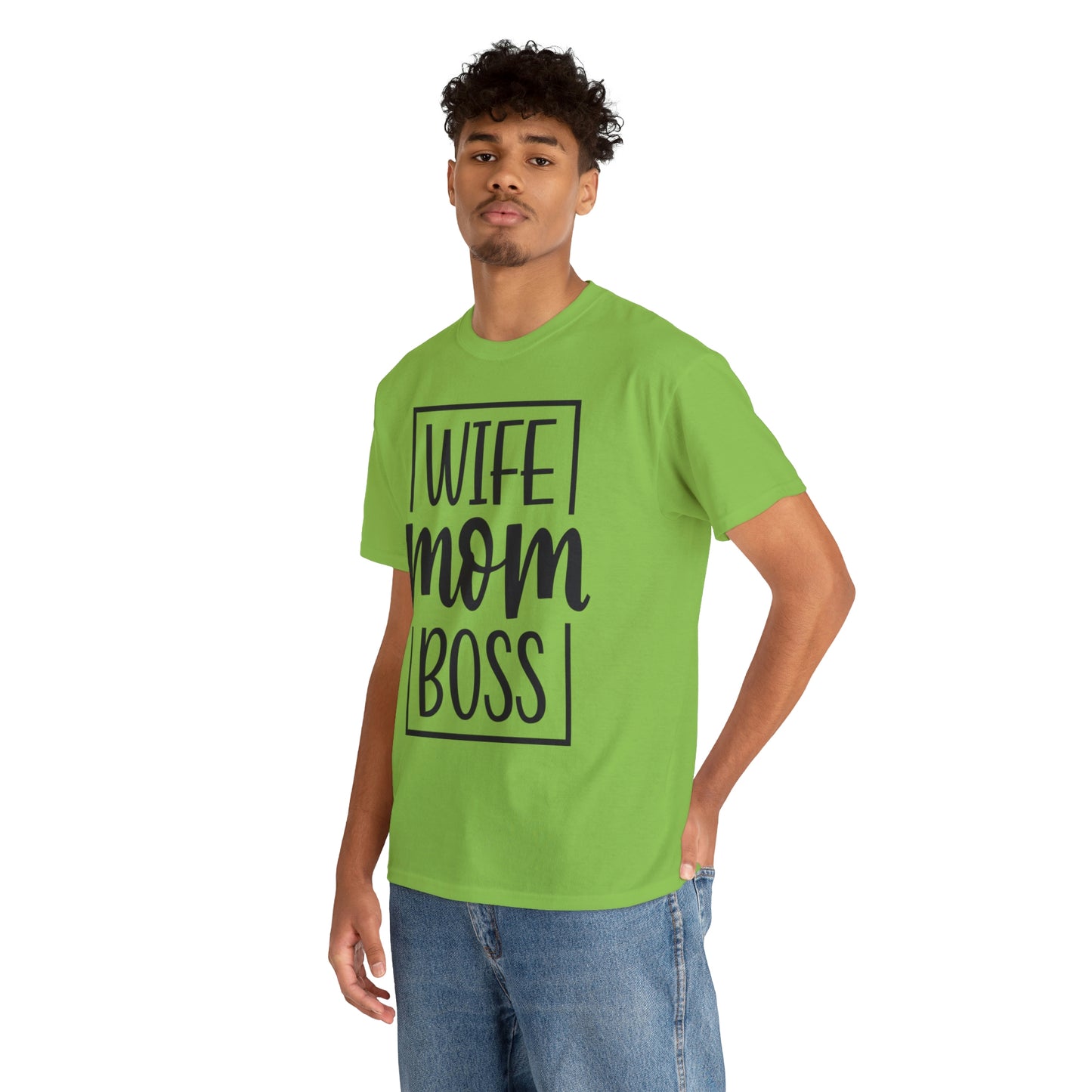 Mom, Wife, Boss Unisex Heavy Cotton Tee