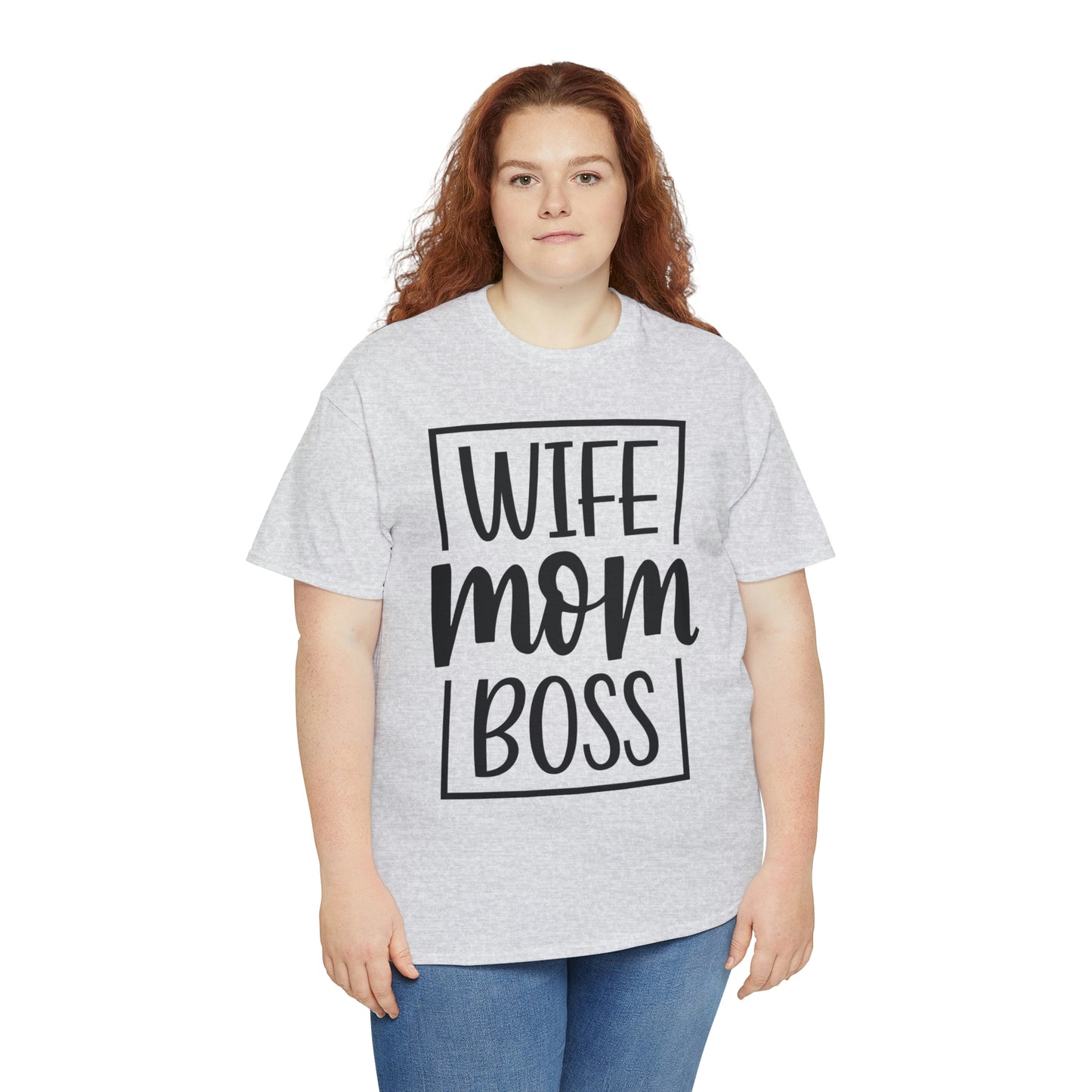 Mom, Wife, Boss Unisex Heavy Cotton Tee