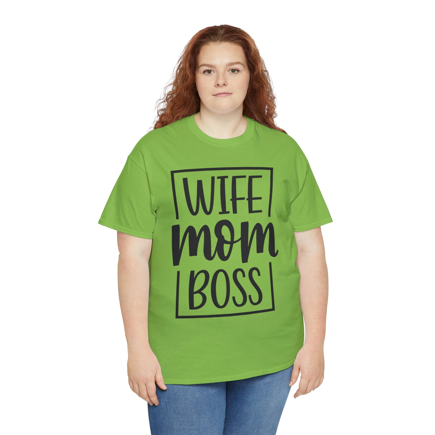 Mom, Wife, Boss Unisex Heavy Cotton Tee