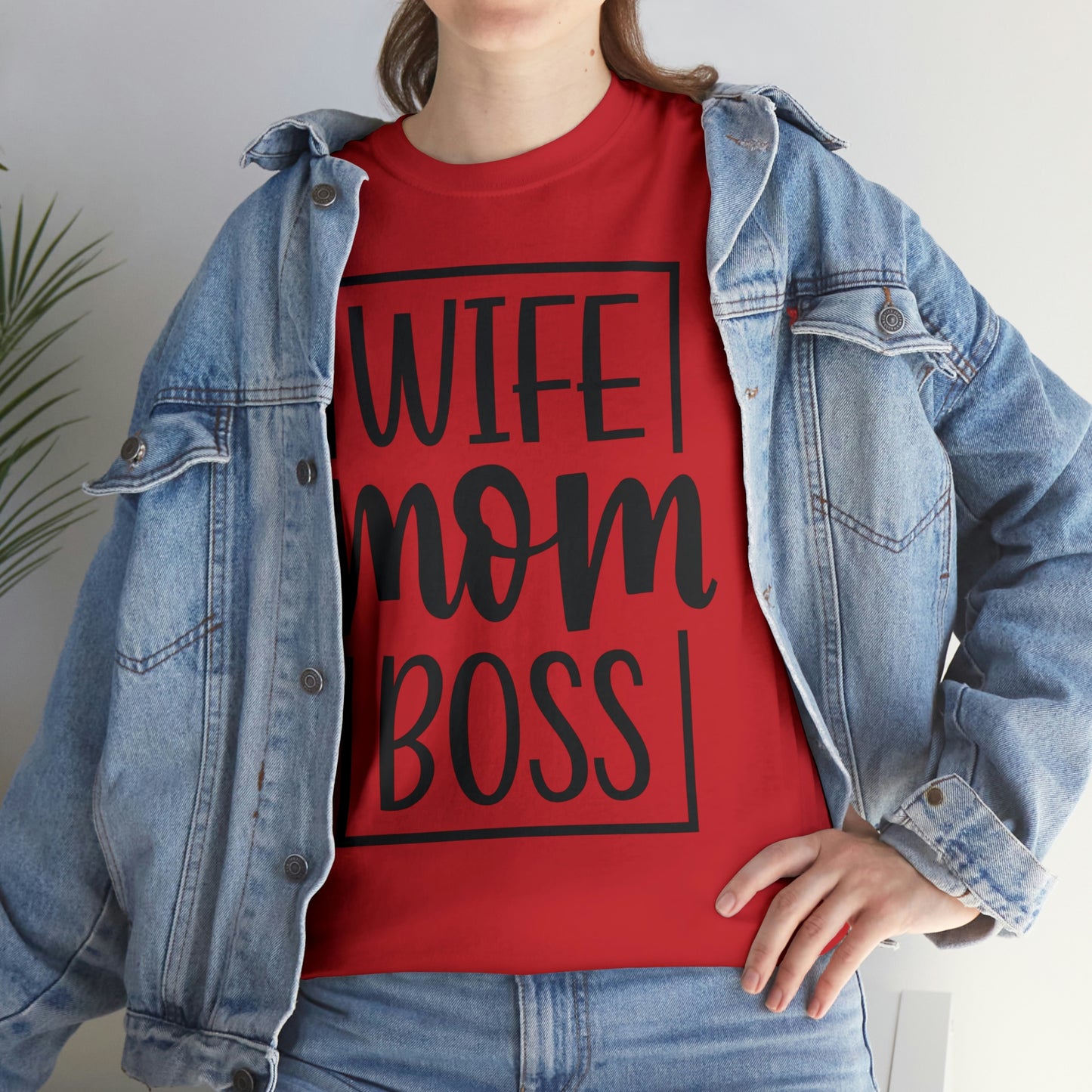 Mom, Wife, Boss Unisex Heavy Cotton Tee