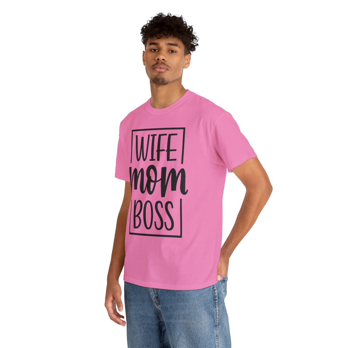 Mom, Wife, Boss Unisex Heavy Cotton Tee