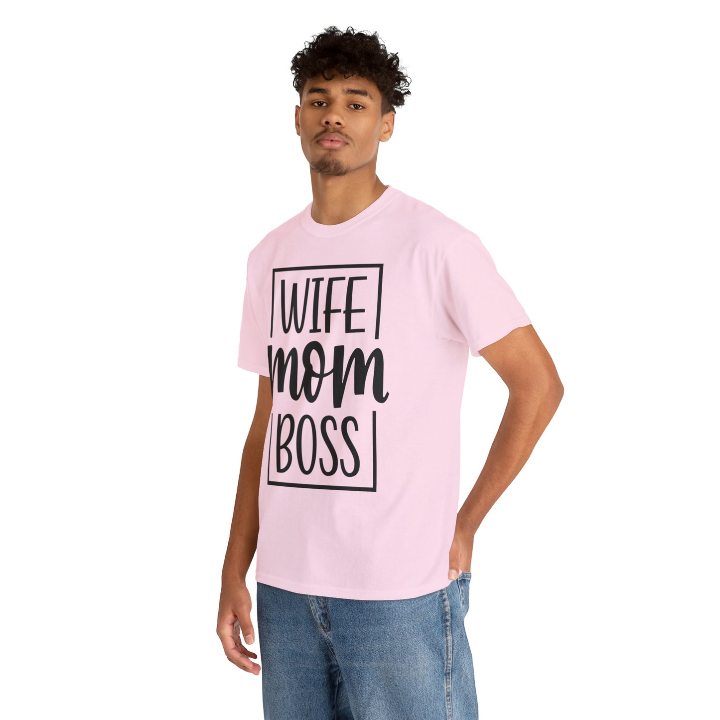 Mom, Wife, Boss Unisex Heavy Cotton Tee