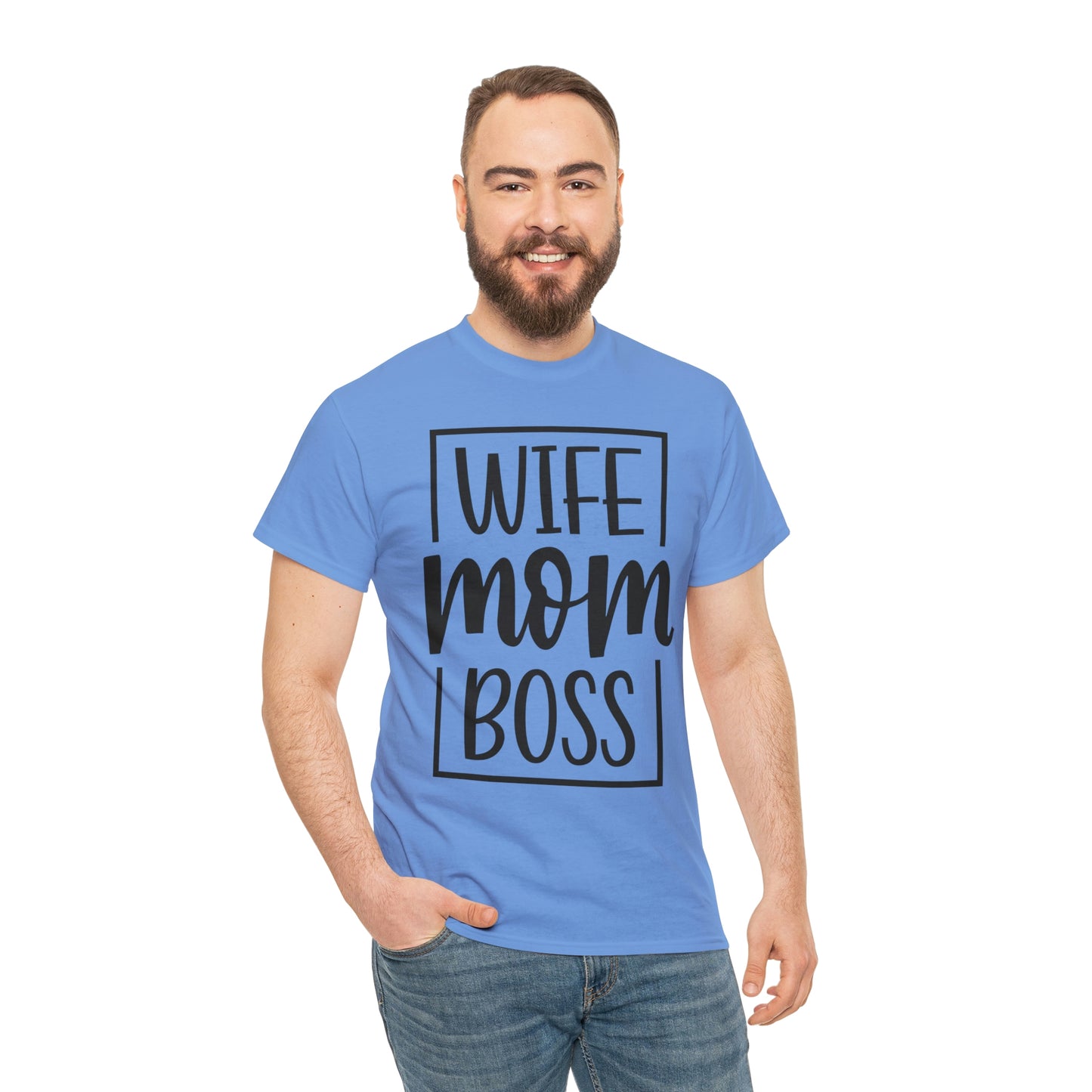 Mom, Wife, Boss Unisex Heavy Cotton Tee
