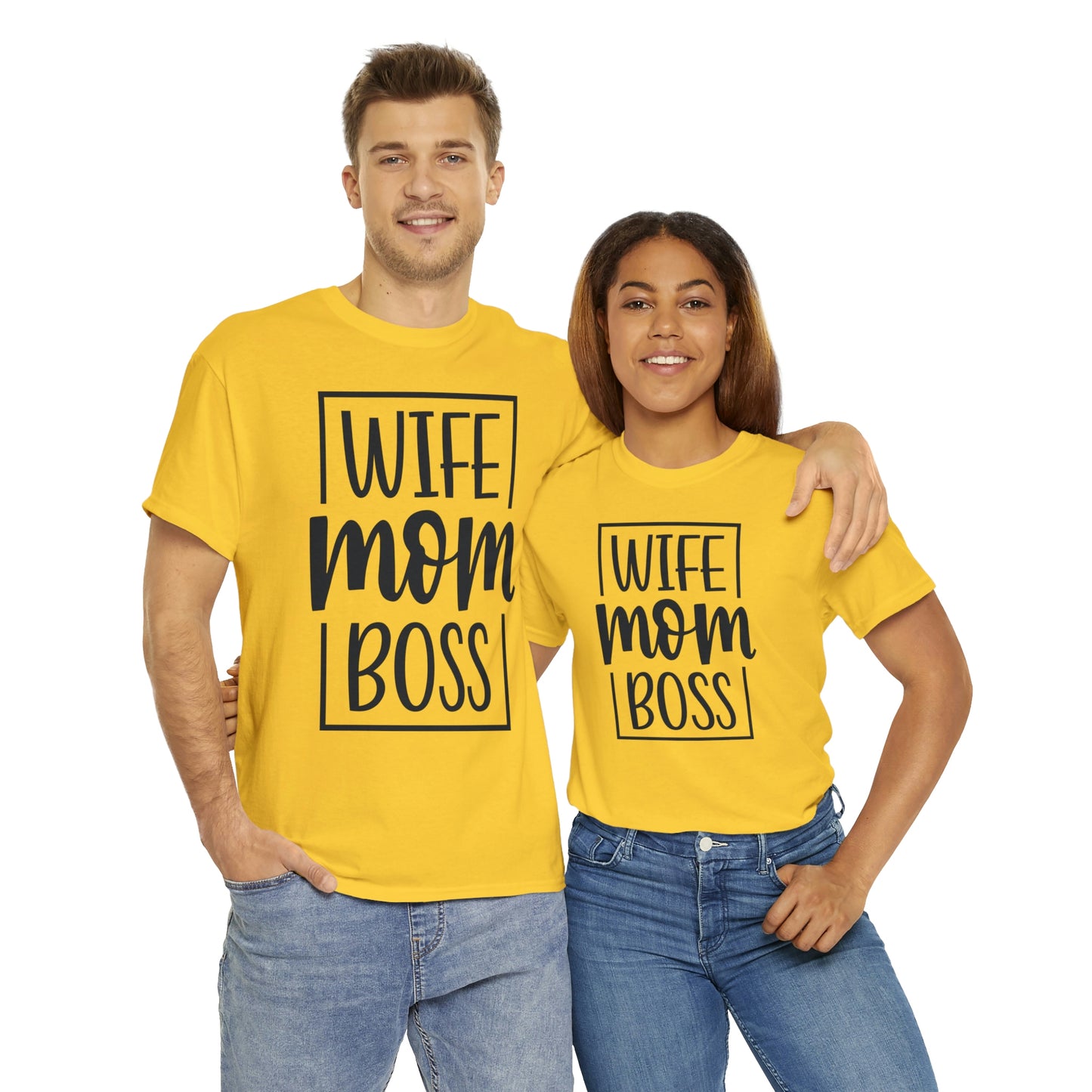 Mom, Wife, Boss Unisex Heavy Cotton Tee