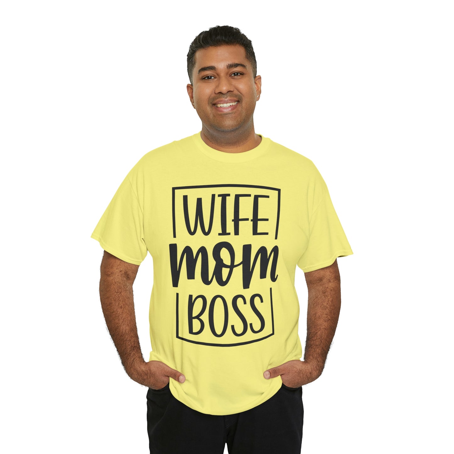 Mom, Wife, Boss Unisex Heavy Cotton Tee