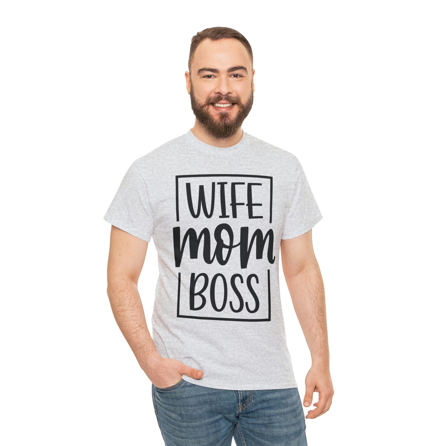Mom, Wife, Boss Unisex Heavy Cotton Tee