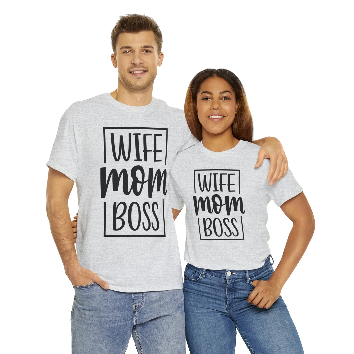 Mom, Wife, Boss Unisex Heavy Cotton Tee