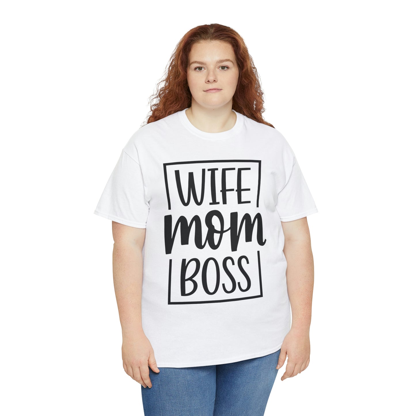 Mom, Wife, Boss Unisex Heavy Cotton Tee