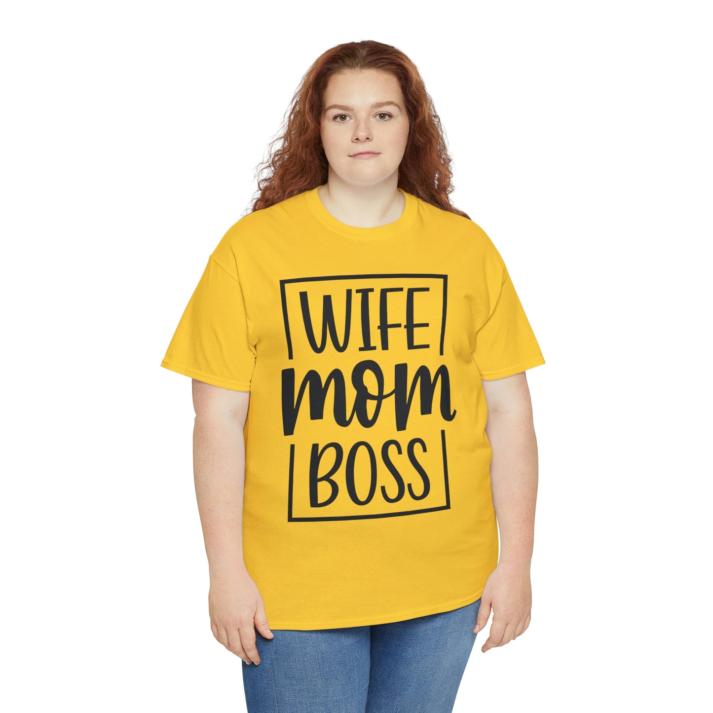 Mom, Wife, Boss Unisex Heavy Cotton Tee