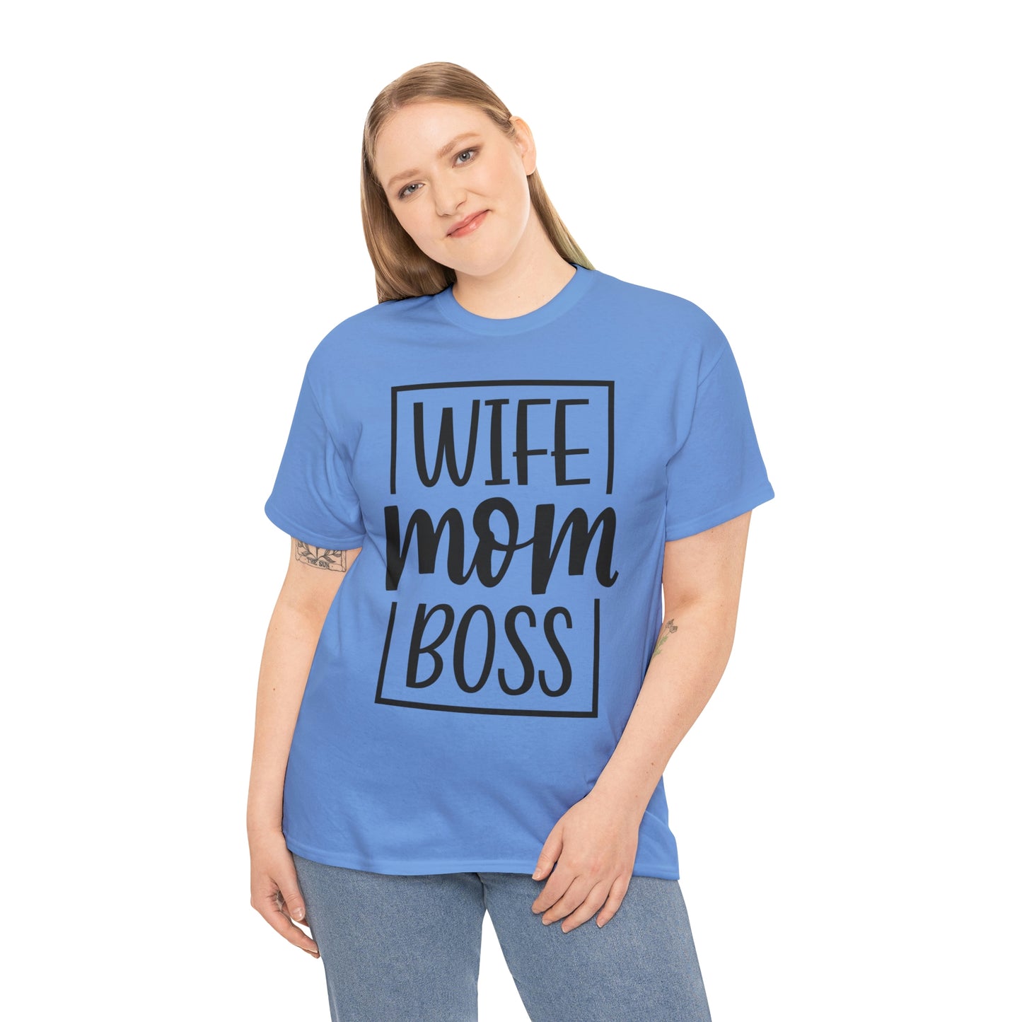 Mom, Wife, Boss Unisex Heavy Cotton Tee