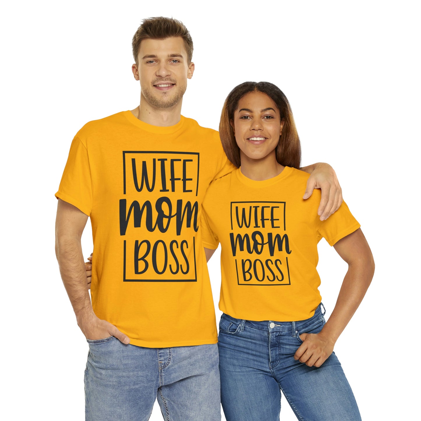 Mom, Wife, Boss Unisex Heavy Cotton Tee