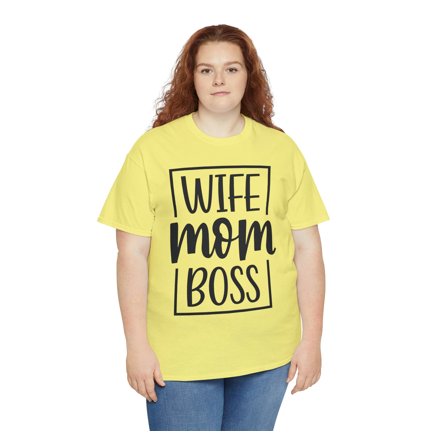 Mom, Wife, Boss Unisex Heavy Cotton Tee