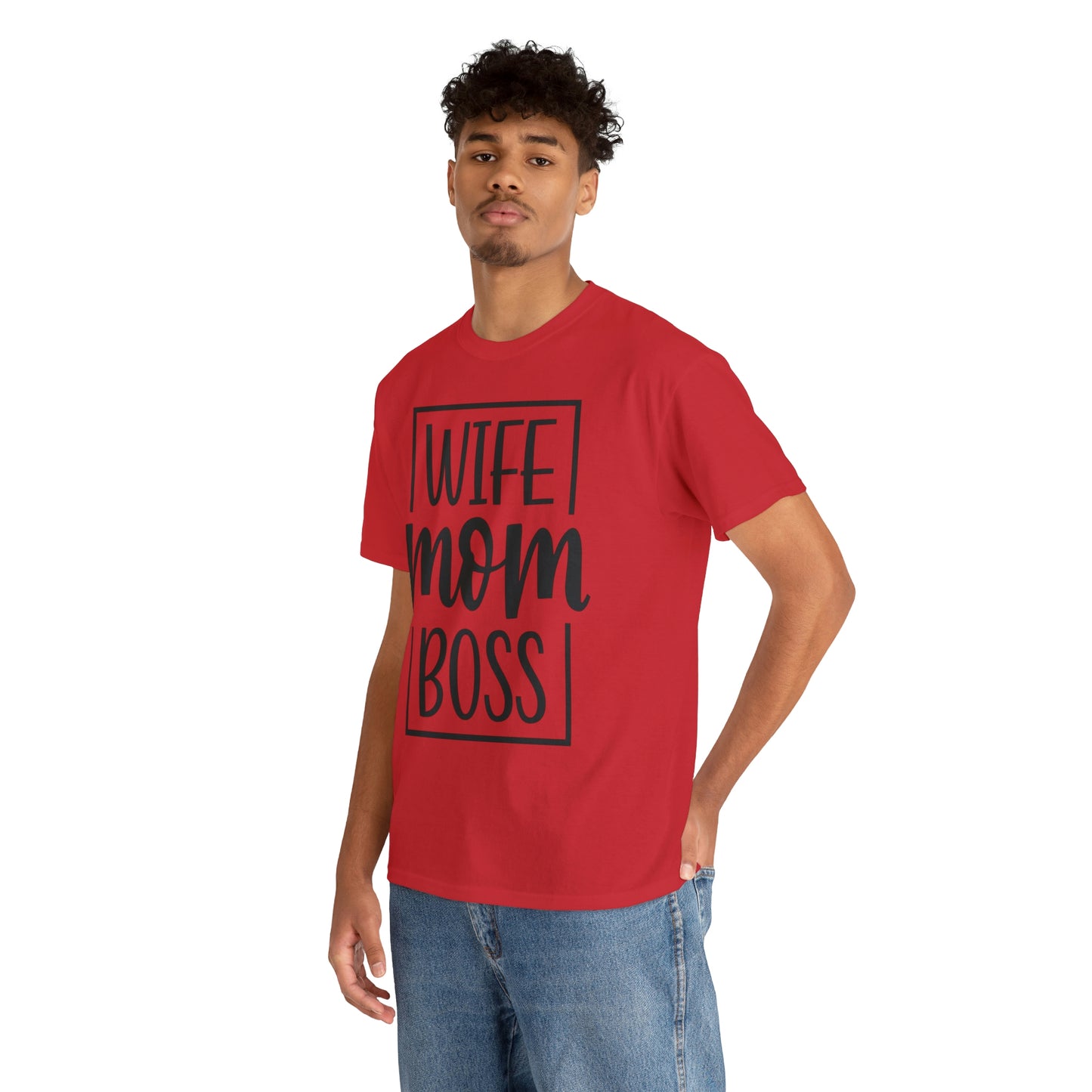 Mom, Wife, Boss Unisex Heavy Cotton Tee