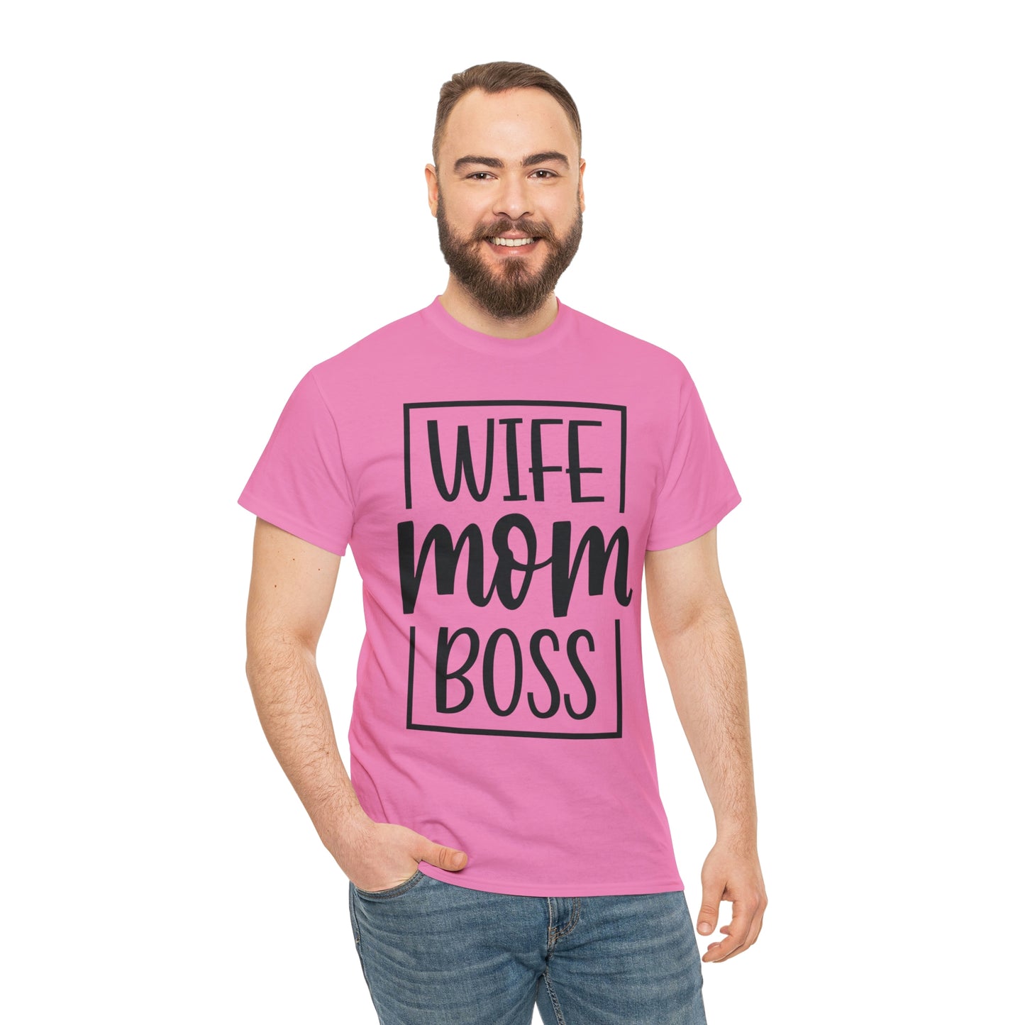 Mom, Wife, Boss Unisex Heavy Cotton Tee