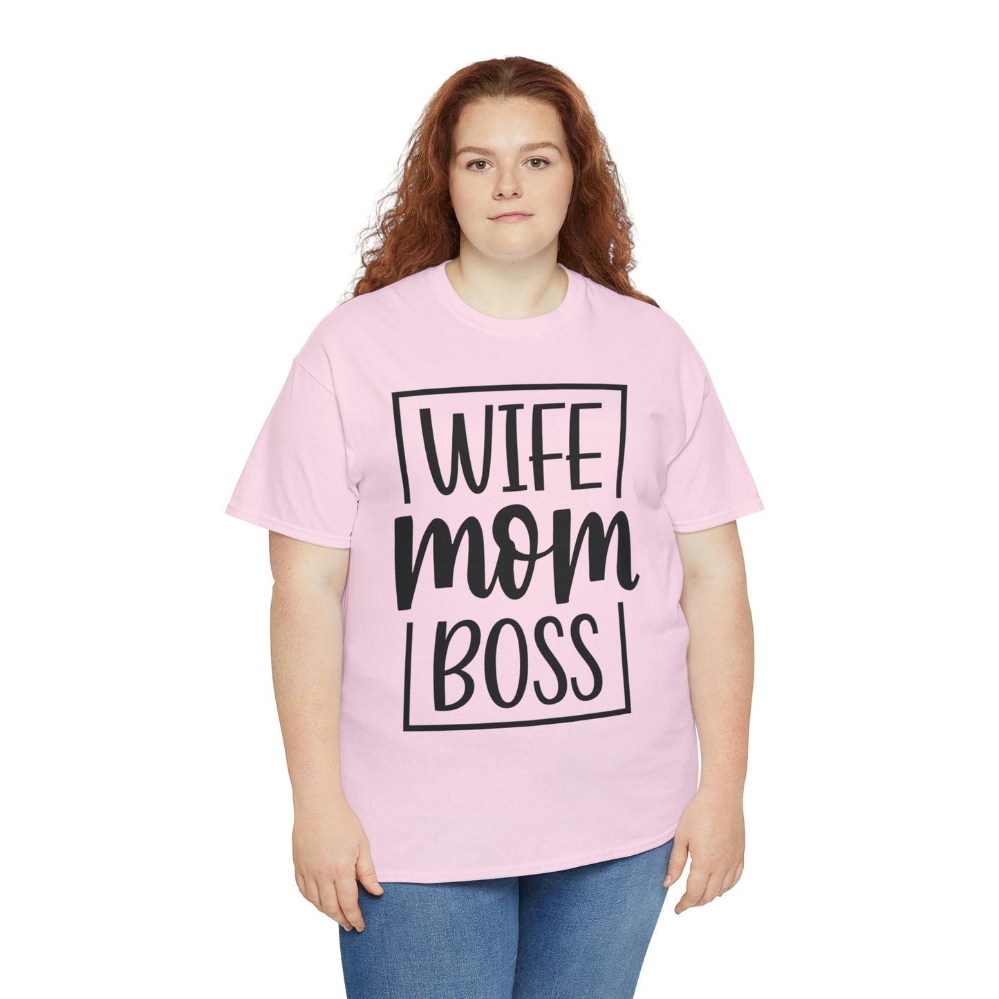 Mom, Wife, Boss Unisex Heavy Cotton Tee