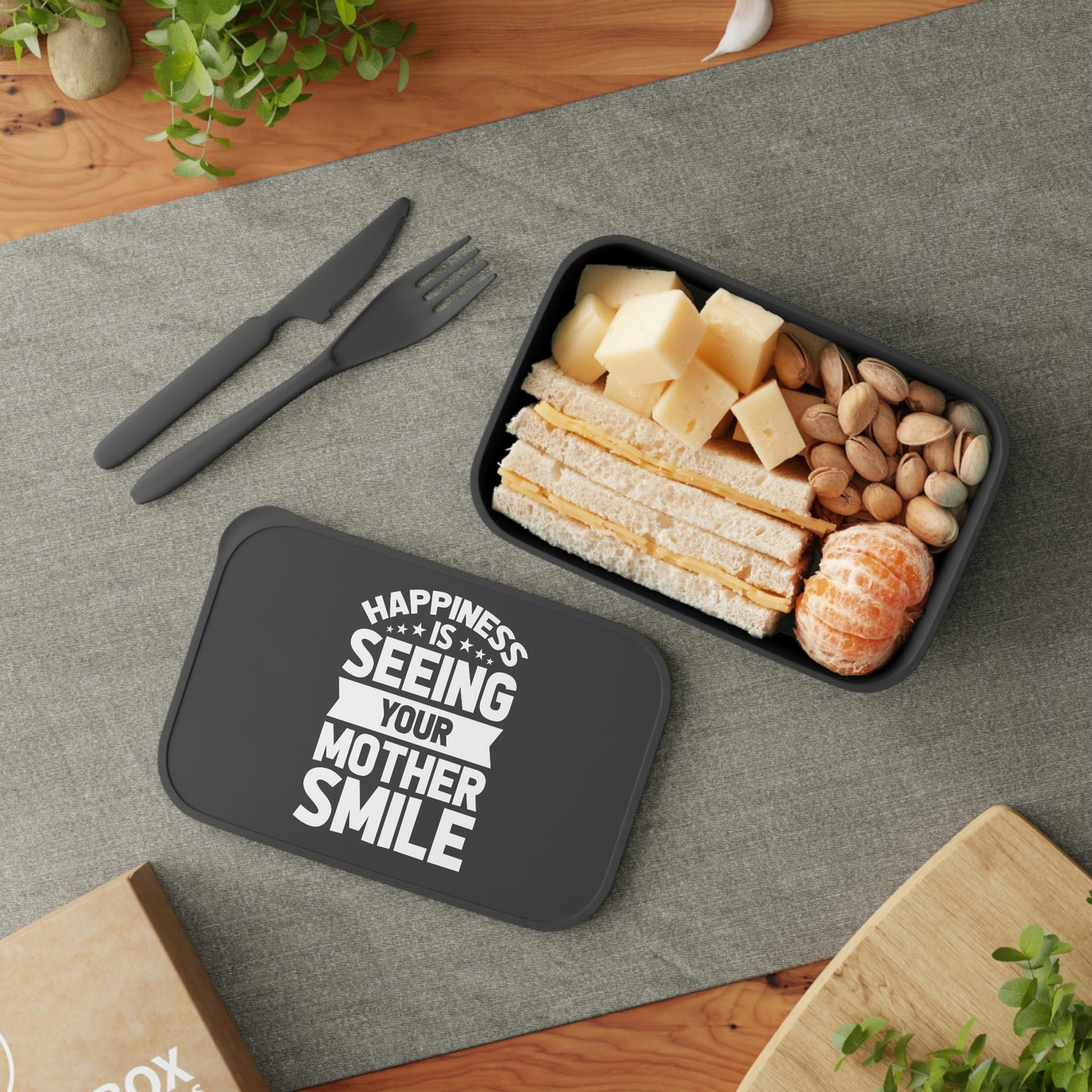 Mother Smile PLA Bento Box with Band and Utensils